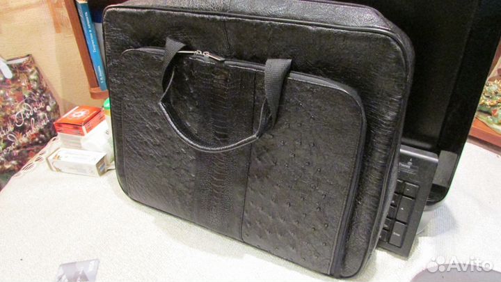 Сумка для ноутбука страусиная кожа rare новая чёрн