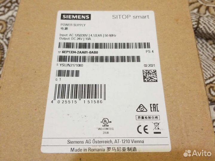 Блок питания 24V 10A siemens sitop smart