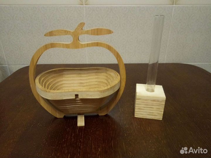 Деревянная Конфетница и ваза-колба