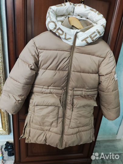 Пуховик зимний для девочки + зимний полукомбез 134