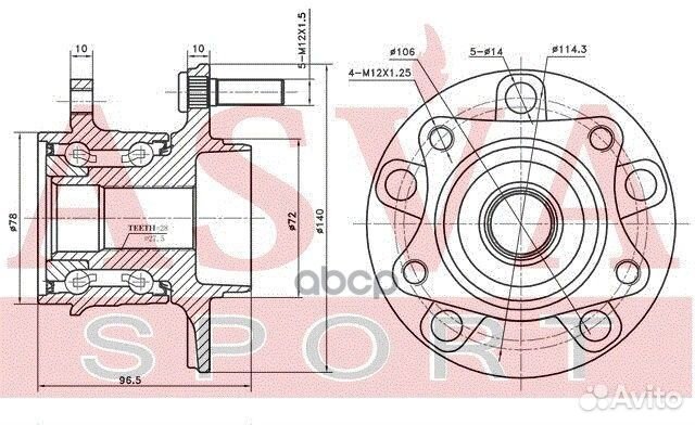 Ступица колеса зад прав/лев mzwhcx7R asva