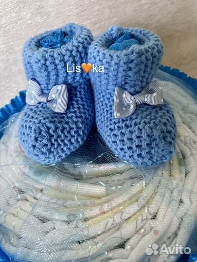 Торт из памперсов 1-2-3 яруса в подарок малышу