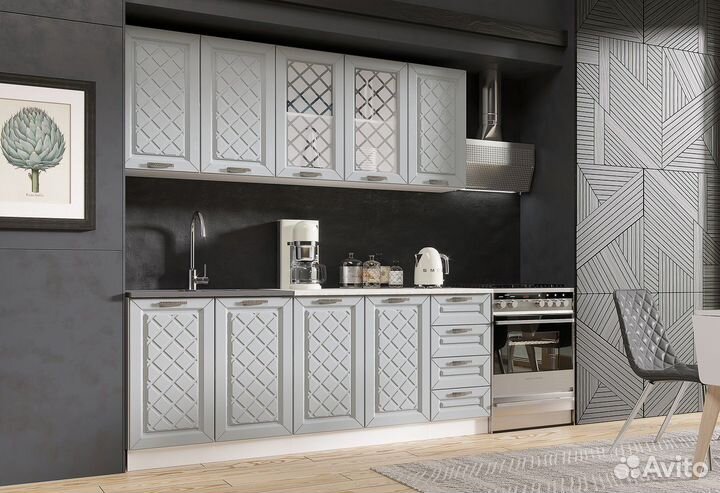 Кухня Агава белая/Антрацит 2 метра (новая)