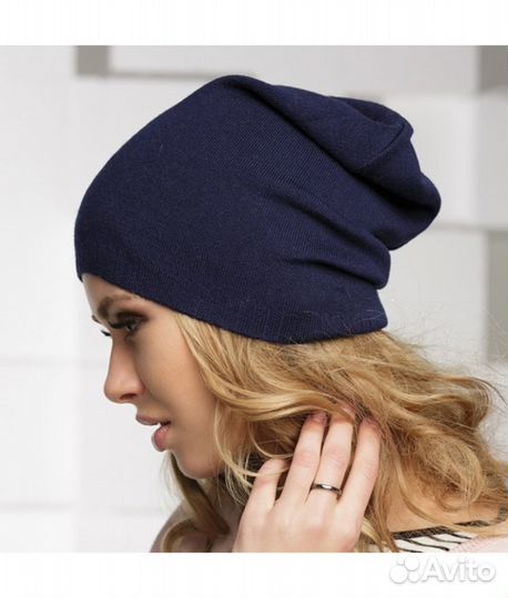 Шапка чёрная женская шерстяная осень весна