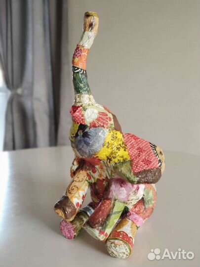 Интерьерная игрушка слон папье-маше ручная работа