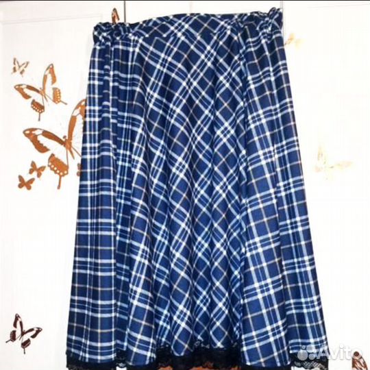 Клетчатая юбка длинная 56-64