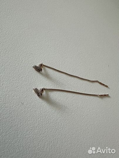 Золотые серьги с фианитами