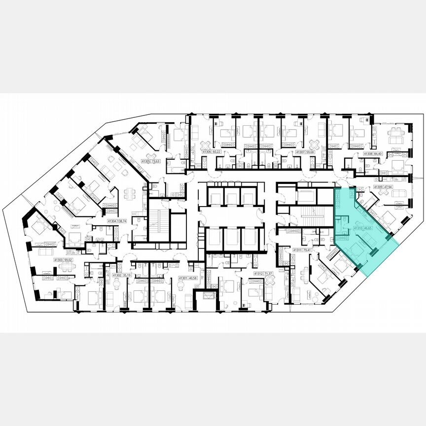 1-к. квартира, 47 м², 13/46 эт.