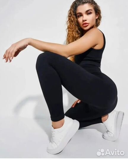 Леггинсы в рубчик утепленные