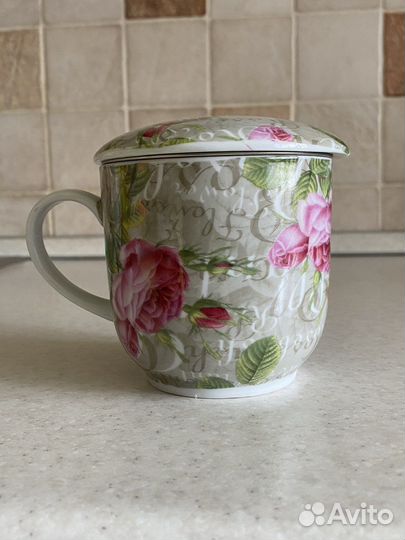 Кружка заварочная с ситом роза