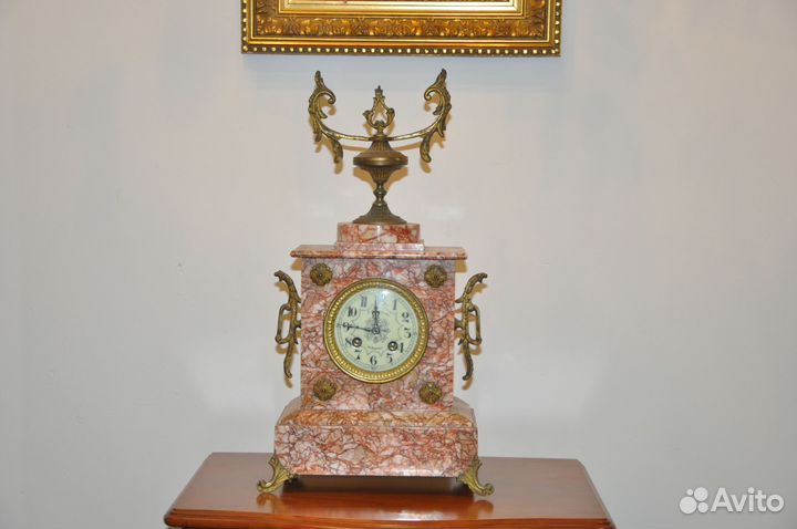 Часы каминные настольные мрамор камень Франция