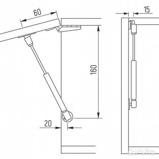 Газовый подъемник мини 80N, 160мм, серый