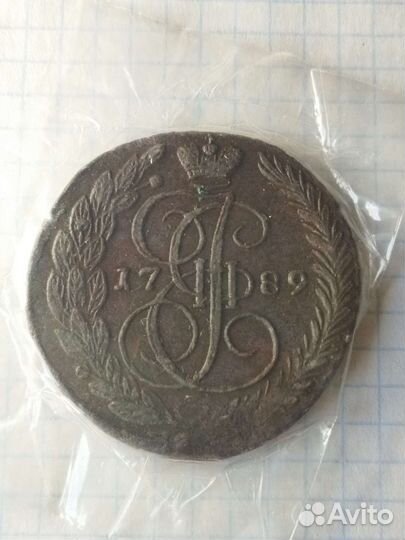 Монета 5 копеек Екатерина II ем