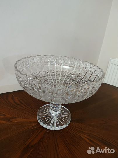 Хрустальная ваза на ножке Чехия