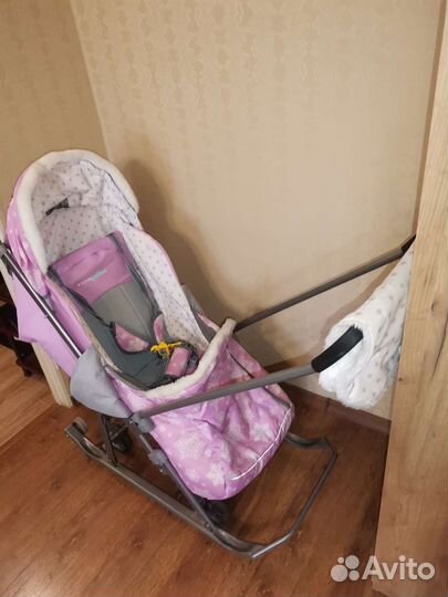 Детские санки коляска с колесиками