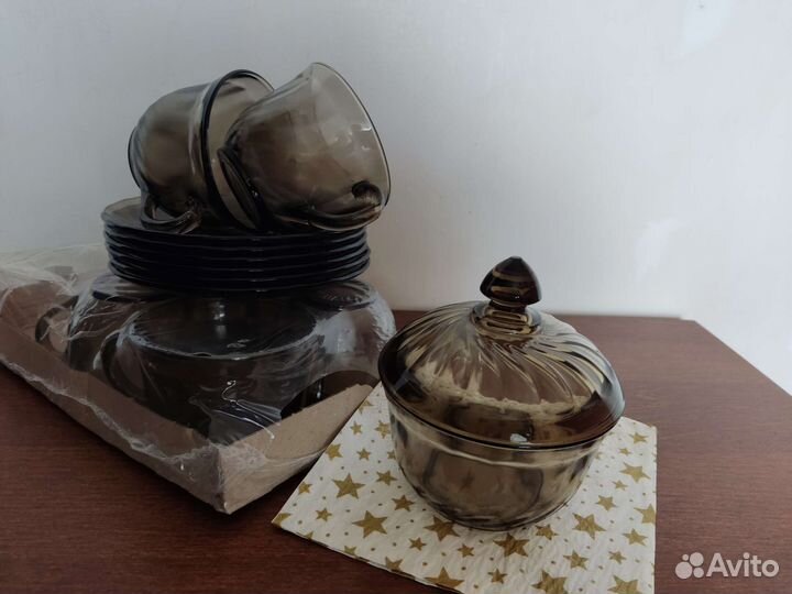 Luminarc. Набор чайный, 6 пар + сахарница. Новый