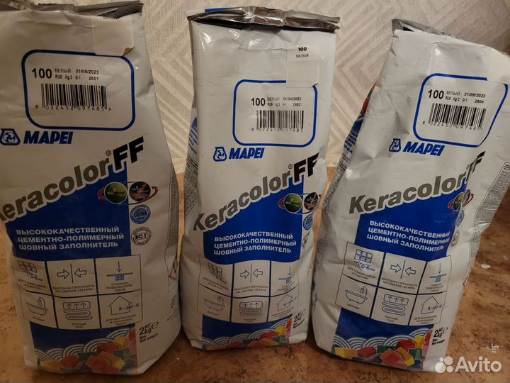 Затирка mapei Keracolor FF 100 Белый, 2 кг, 3шт