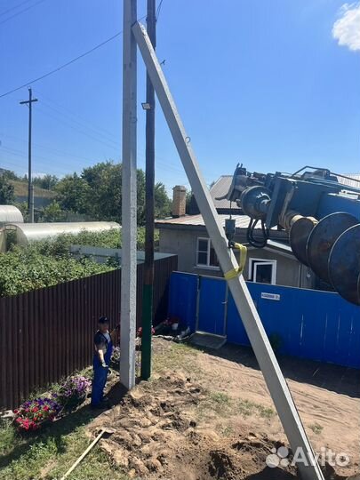 Ямобур. Бурение. Установка опор