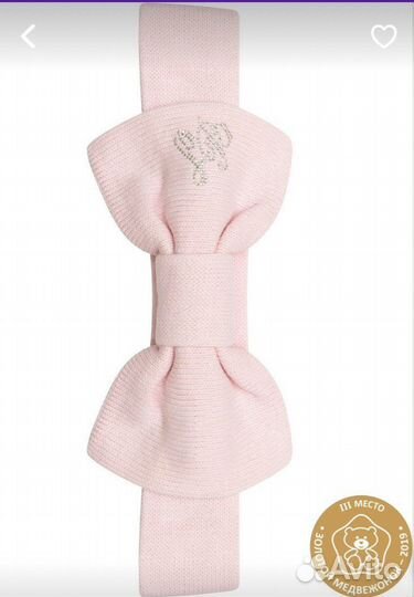 Плед вязаный с бантом на выписку