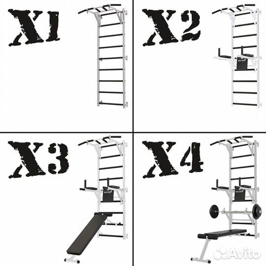 Шведская стенка Рекорд X2 без опоры на пол, белая