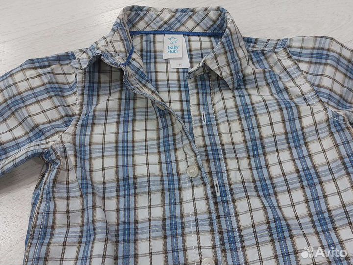 Рубашка+джинсовый комбинезон 80 см