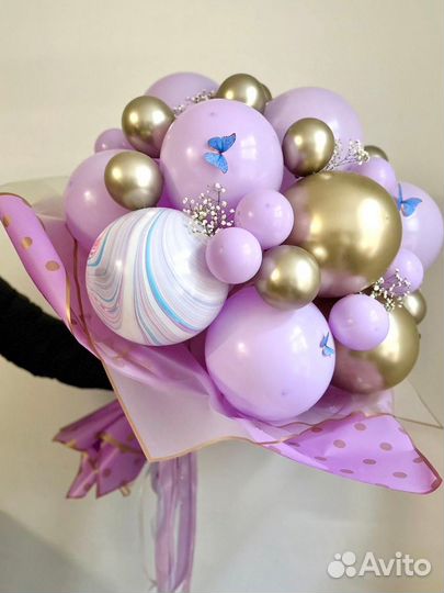 Букет из шаров и гипсофилы