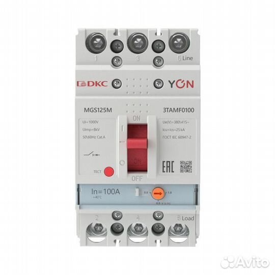 Выключатель автоматический MGS125 3P 80-100A 25kA YON MGS125M-3tamf0100