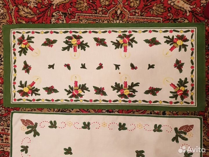 Скатерть льняная с вышивкой, салфетки ришелье