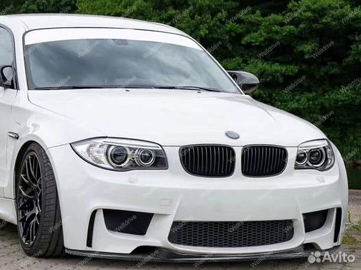 Губа передняя BMW 1M E82 черный глянец