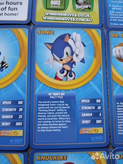 Sonic the hedgehog, карточки