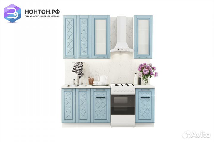 Кухня Барселона 1.4 м голубой тик