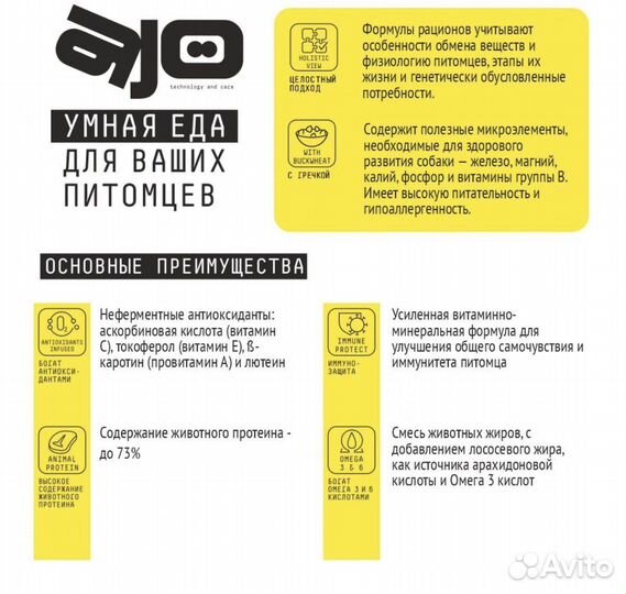 Корм AJO Аджо для взрослых собак миниатюрных пород