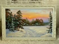 Зимний пейзаж, картина маслом, Мельников