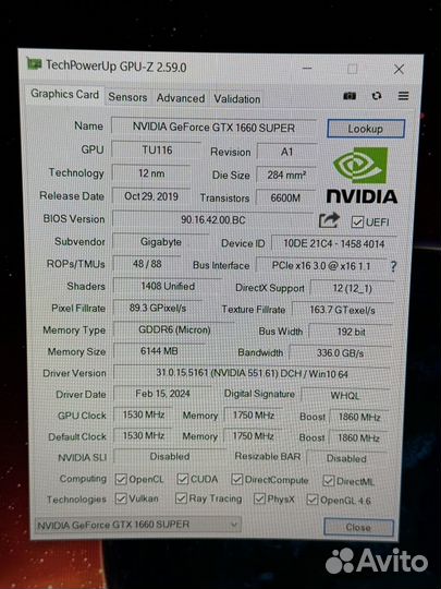 Видеокарта Gtx 1660 Super Gaming OC