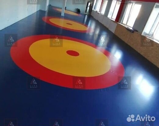 Борцовский ковер 6х6 трехцветный карманы