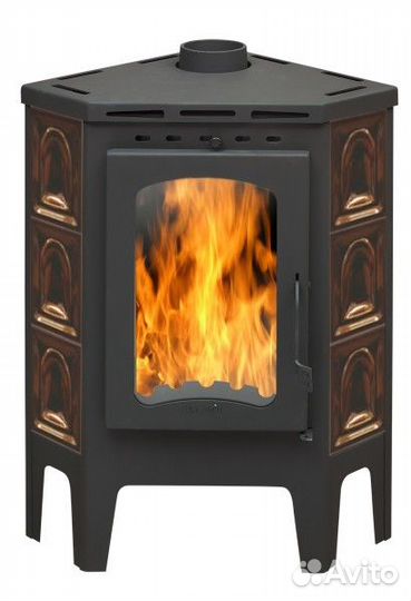 Печь Экокамин Бавария Угловая изразцовая арка с ме