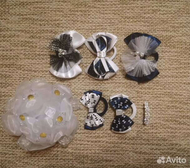 Банты-резинки для волос и заколка (цена за все)