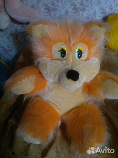 Мягкая игрушка Медведь сидящий оранжевый