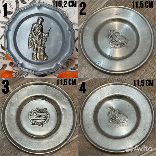Тарелка олово редкость золочение Германия Швеция