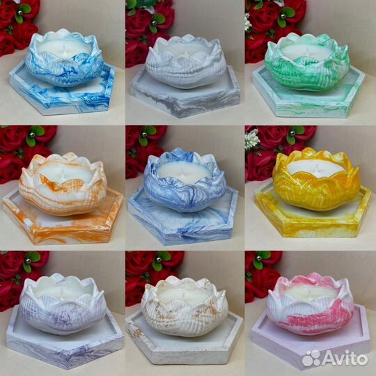 Аромасвечи в гипсовых подсвечниках