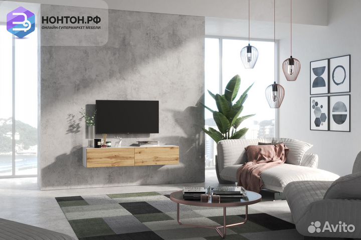 Тв-тумба somero белый / дуб вотан