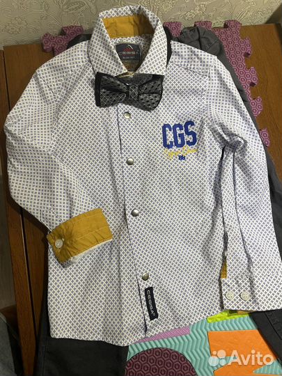 Комплект рубашка, брюки, бабочка для мальчика 86