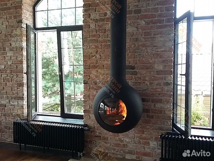 Подвесные камины на дровах для дома, квартиры
