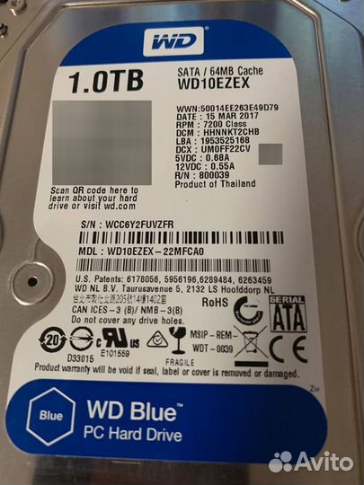 Жесткий диск WD Blue 1 тб WD10ezex