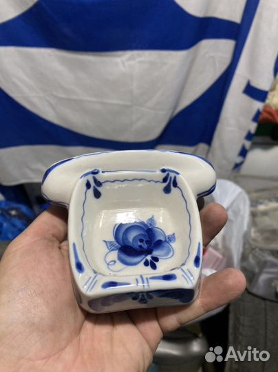 Гжель пепельница телефон, 2 шт