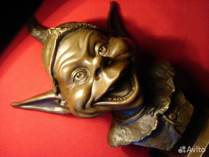 Бюст Тролль смех Франция 28см Редкая Бронза Париж