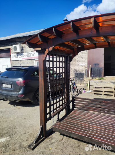 Качель пергола с крышей