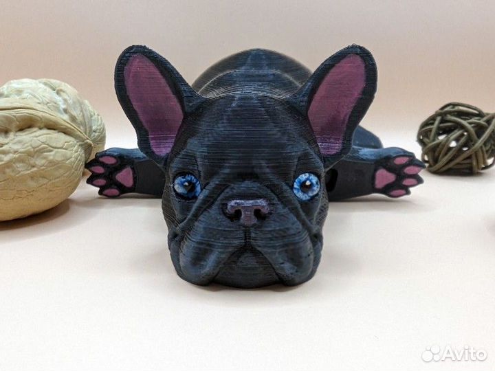 Французский бульдог с живыми глазками, игрушка