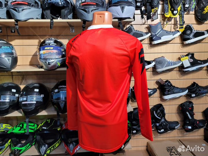 Джерси для мотокросса красная яркая на мото