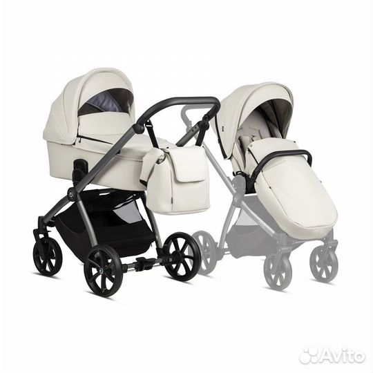 Коляска 2 в 1 Tutis Mio Экокожа св.серая